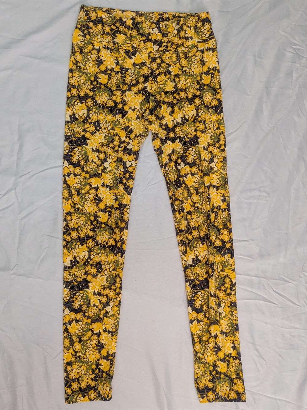 LuLaRoe Yellow Floral Print Leggings